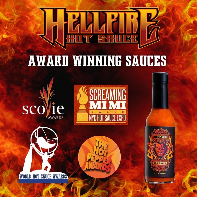 Hellfire Devil's Blend Red Jalapeno Hot Sauce, Award-Winning, Gourmet, Rich