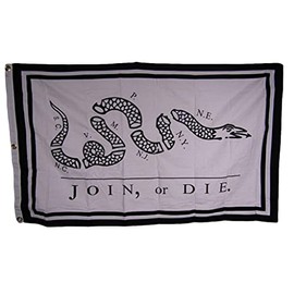 "Flags & Signs" 3x5 Embroidered Sewn Join Or Die B/W Cotton Flag 3'x5' 3 a-1-68