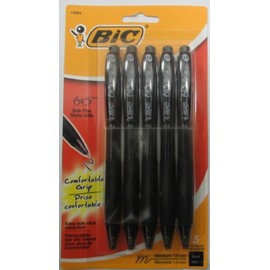 Bic Bu3P51 Blk Round Stick Grip Ball Pen 5 Count