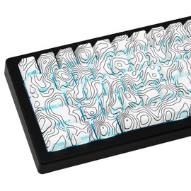 GEKUCAP 131 Keys PBT Keycaps White Topographic Side Printed Keycaps Dye Sub Shine Through Custom Keycaps Cherry Profile Keyboard Keycap Set for Cherry Gateron MX Switches Mechanical Keyboard