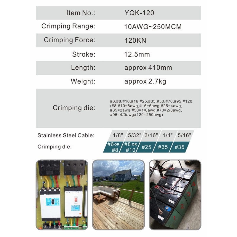 AMZCNC 12 Ton Hydraulic Cable Lug Crimper Hydraulic Wire Crimper