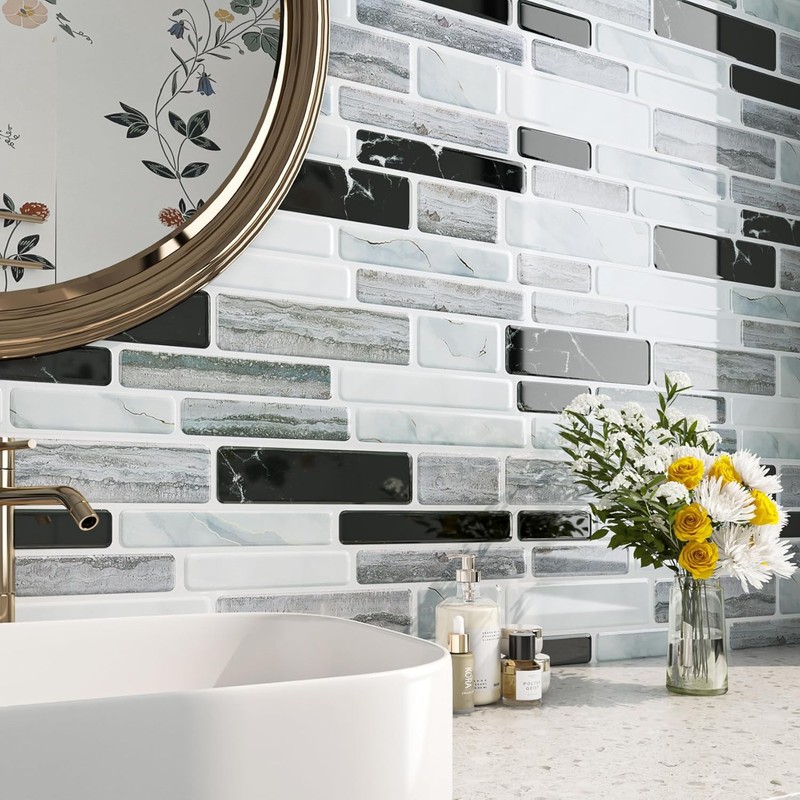 FunStick Marble Peel and Stick Backsplash for Kitchen 12"x12" Removable