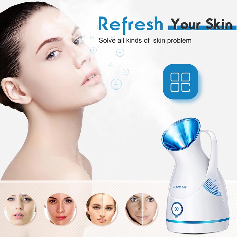 Amconsure Facial Steamer - Nano Ionic Face Steamer Warm Mist