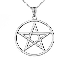 Elegant Sterling Silver Pentagram Charm Pendant Necklace, Sterling Silver