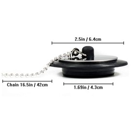 2 Pcs Universal bath plug, Bathroom Sink Plug Replacement, Drain Stopper for Bathroom Kitchen, Kitchen Sink Plug with Stainless Steel chain (Size 1.65in To 1.77in, Chain 16.5in)