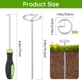 Greaner 80PCS 6 Inch Landscape Stakes, Thickened 8 Gauge Ground Stakes, Landscape Fabric Pins for Weed Barrier Fabric, Garden Edging, Ground Cover(G-Shaped)