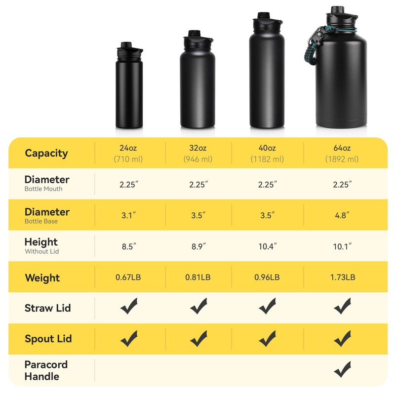 VQRRCKI 24 oz Insulated Water Bottle Bulk 4 Pack, Stainless