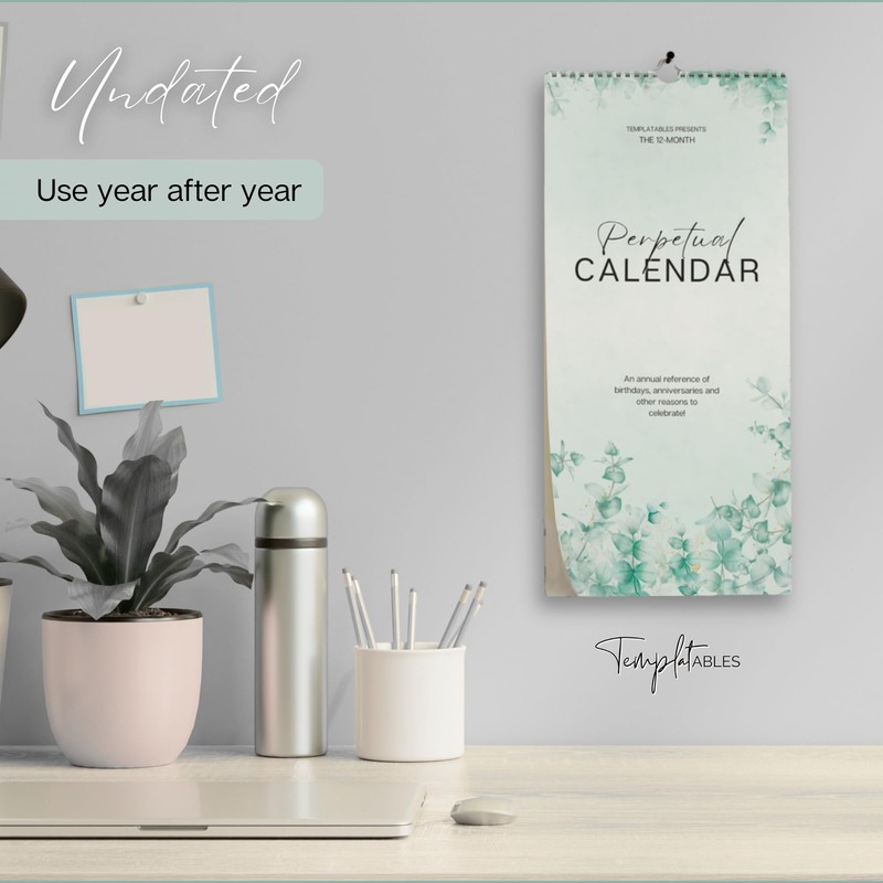 Perpetual Monthly Wall Calendar for Birthdays, Anniversaries & Special Dates