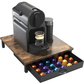 Deco Brothers Wooden Coffee Pod Drawer Compatible with 42 Nespresso Original Line Capsules, Rustic Brown