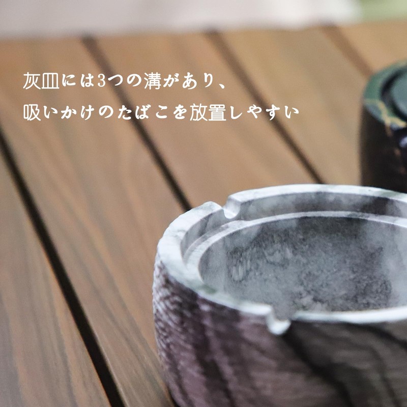 TOSSOW Tabletop Ashtray with Lid Large Capacity, Scandinavian Marble Ashtray,