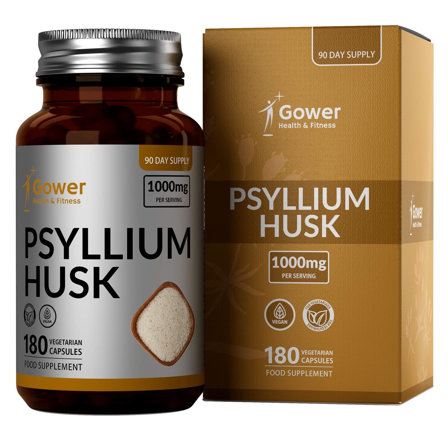 GH Psyllium Husk Capsules 180 Vegan Fibre Supplement Capsules