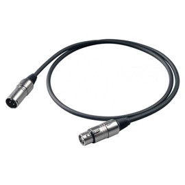 PROEL BULK250LU5 Cannon XLR 3P M to Cannon XLR 3P F Professional Balanced Audio Cable - Black - 5m