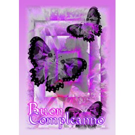 Italian Happy Birthday (Buon Compleanno) Butterflies Birthday Greeting Card (1)