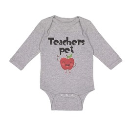 Cute Rascals Baby Long Sleeve Bodysuit Teacher's Pet Teacher School Education Boy & Girl Clothes Cotton Oxford Gray Design Only Newborn