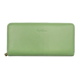 Lupilina Multi-functional Cowhide Leather Long Wallet, Women's, Popular, Large Capacity, Receipt, Neat, Genuine Leather, Zip Around Wallet, Box Shaped Coin Purse, pistachio green