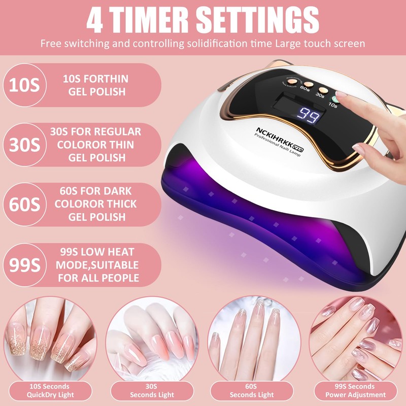 NCKIHRKK UV Lamp for Gel Nails, 180 W LED Lamp