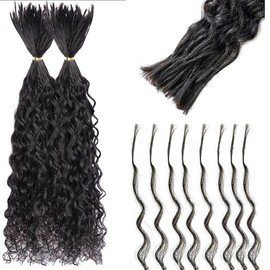 Pre-Divided Bulk Human Hair for Braiding Easy Split Water Wave Human Hair Bulk for Braiding Curly Human Hair for Boho Locs Boho Crochet Braids Human Hair Extensions Natural Color 16 Inch 100g