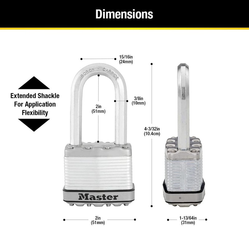 Master Lock M5XDLH Magnum Heavy Duty Padlock with Key, 1