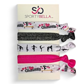 Gymnastic Hair Ties- Girls Gymnastics Hair Accessories. Enhance Your Style w/Hair Elastics. An Elastic Hair Ties, For Your Gymnastic Routines. Hair Accessories For Girls Designed by SportyBella 5pcs.