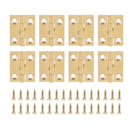 8Pcs Mini Hinges,Small Box Hinges,Mini Solid Brass Cabinet Drawer Butt Hinge Connectors for Miniature Furniture Wooden Box Jewelry Chest Box Cabinet DIY(1inch)