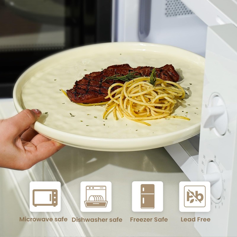 Metflavor Plates and Bowls Sets, 12 Pieces Ceramic Dinnerware Sets,