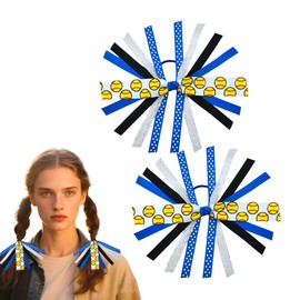 Softball Ponytail Holders Ribbon Hair Bows for Women Cheer Hair Ties Scrunchies 2Pcs Softball Ribbon Tassel Hair Band Blue Cheerleading Hair Accessories for Girls Softball Hair Ribbons Streamers