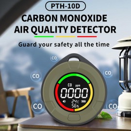 Protmex 3 in 1 Portable Carbon Monoxide Detectors, CO Detector Air Quality Monitor, RV Carbon Monoxide Detector Alarm Temp/Humidity Sensor, Rechargeable Real-Time Travel CO Monitor 120HR