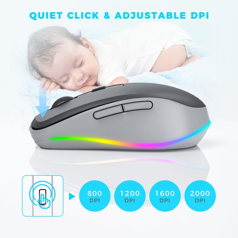 PEIOUS Wireless Mouse Jiggler - LED Wireless Mice with Build-in
