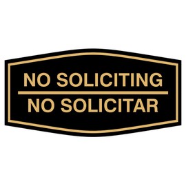 Signs ByLITA Fancy No Soliciting No Solicitar Sign (Black/Gold) - Small