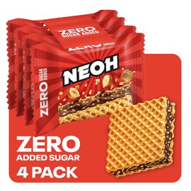 NEOH NEOH Haselnuss-Knusperwaffeln | 1g Zucker, 95 kcal, 21g | Keto-freundlich, Low-Carb, ballaststoffreich | Die neue Alternative zu traditionellen Süßigkeiten | 4 x 21g