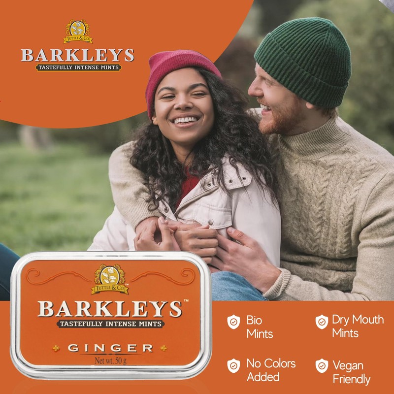 Barkleys Ginger Breath Mints - Strong Ginger Flavor Cool Mint