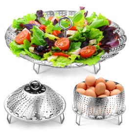 Steamer Basket, Premium Stainless Steel Vegetable Steamer Basket for Veggies & Seafood Cooking, Expandable Food Steaming Basket Fits for Various Size Pots & Pans (6.4" to 10") LAIHIFA
