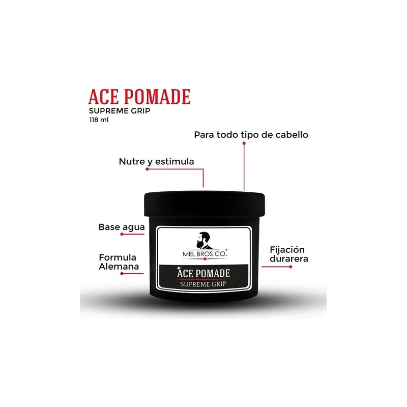 Ace Pomade Supreme Grip 4oz - Biotina Queratina Pantenol