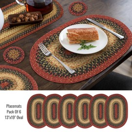 HomeSpice - Highland Oval Placemats, a Premium Set of 6 Placemats to Use as Dining Placemats - Lays Flat, Protects from Heat and Absorbs Spills - Thick Dining Table Placemats Set of 6, 13x19 Inches