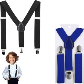 XENQITO Set of 2 Braces Set, Children's Braces Set, Y-Shape Adjustable Braces, Adjustable Braces Set for Boys and Girls, Braces Wide Elastic, Adjustable Length, multicoloured