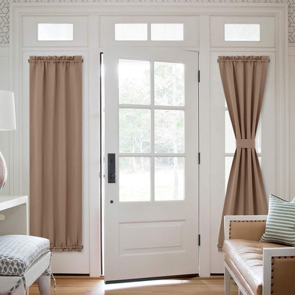 NICETOWN Blackout Sliding Door Curtains - Total Privacy Thermal Door Curtain Panel Blind and Shade for French Sidelight Door (1 Piece, W25 x L72, Cappuccino)