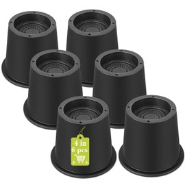 Yookwutar 6 Pack Furniture Risers 4 Inch, Bed Risers Heavy Duty for Table Desk Couch Chair Sofa Cabinet Bed Frame Dorm, Round Table Leg Risers Lift Height 4", Black