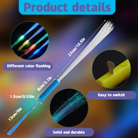 24 Pieces Glow Fiber Wands Sticks LED Light Wands Fiber Optic Wands LED Flashing Sticks Glow Flashing Wands Fiber Optic Wands for Party Favors