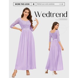 Wedtrend Women's Bridesmaid Dresses Long Formal Gown Spring Wedding Guest Dress Elegant Mother of Bridal Dress Vintage Prom Dress WT0312Lavender2XL