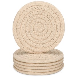 YYGMSS 6 Pcs Coasters Set for Drinks Absorbent Modern Dinning Room Decor Housewarming Woven Braided Cup Mat Hot Cold Drinking Good Choice (Beige)