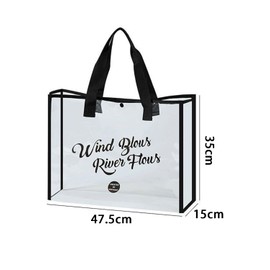 YFFSFDC Pool Bag Plastic Tote Bag Transparent Large Capacity Waterproof Durable Swimming Outdoor, Black