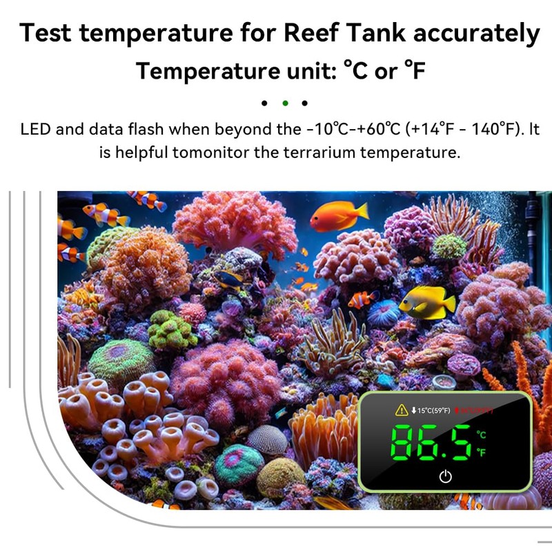 Aquarium Temperature Meter, LED Flashes When Beyond Normal Temperature Range,