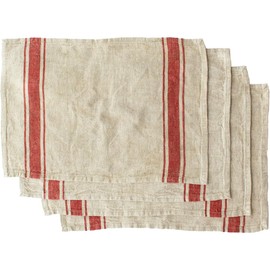 Sankara Placemat Cloth Linen Set of 4 Placemats Table Mats Red (Matte Stripe x RD)