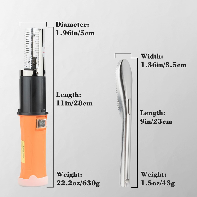 Cordless Electric Fish Scaler Tools,Built-in 12v Rechargeable Battery,2 Cutter Heads,Two-way