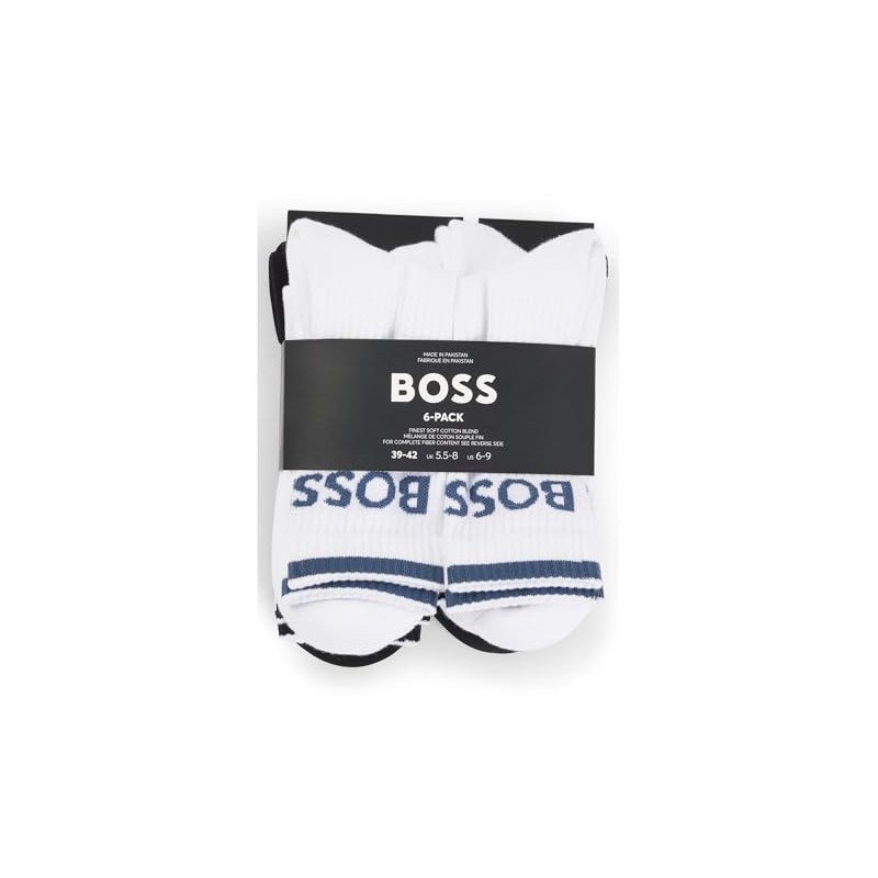 BOSS Men's Socks QS Stripe CC Crew Socks 6 Pairs,