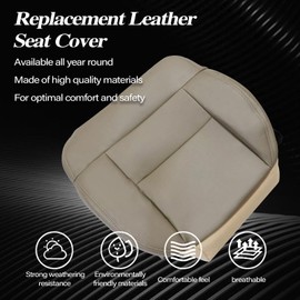 SecosAutoparts Driver Side Bottom Leather Seat Cover Beige Tan Compatible with Ford F-150 Lariat XL XLT STX 2005 2006 2007 2008