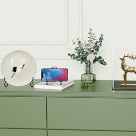 SVENJBB Black Iron Plate Stand, 8 Inch Plate Holder for Display, Small Metal Plate Display Stands for Cookbook, Picture Frame, Photo, Decorative Plates (8 Inch, 1 Pack)