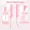 MBAIYO 6 Pcs Rat Tail Combs, Pink C Curved and