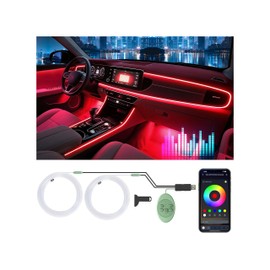 Car Led Strip Lights,Interior Lights,App Control Ambient Lighting Kit With RGB 16 Million Colors Fiber Optics&Music Sync Rhythm,USB Neon Light Accessories for Center Console&Dashboard,Upgraded Version