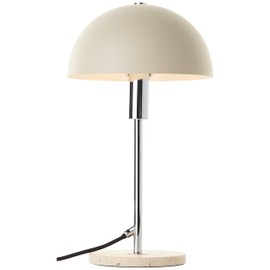 Lightbox Mushroom Table Lamp, 36 cm Height, Home Office Desk Lamp with Rocker Switch & Travertine Stone Base, Bedside Lamp, Office Accessories, Metal in Black Silver